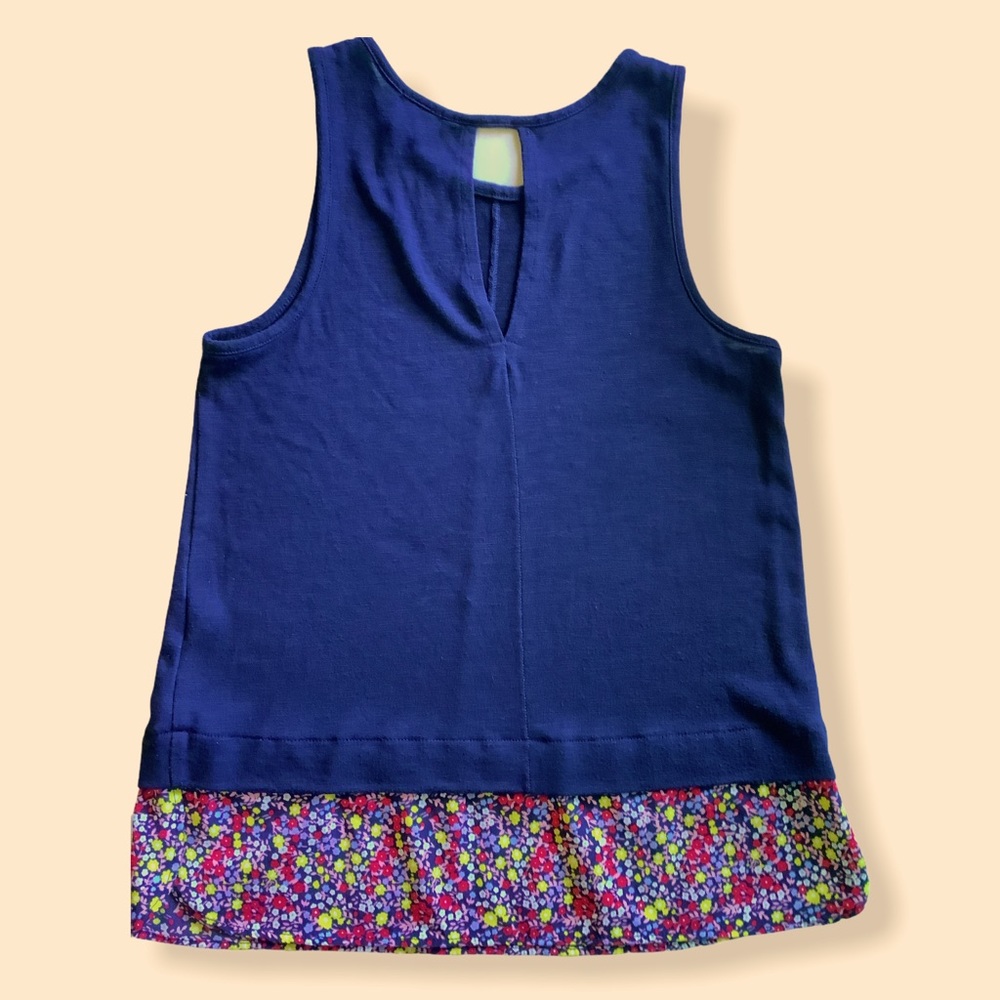 J.Crew Navy Tank with Floral Edge Detail Sz Small - Picture 2 of 7